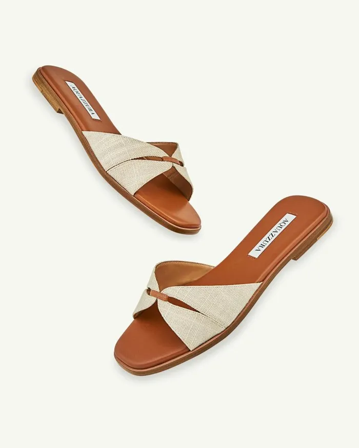 Villette Sandal Flat Brown Women Aquazzura Flats