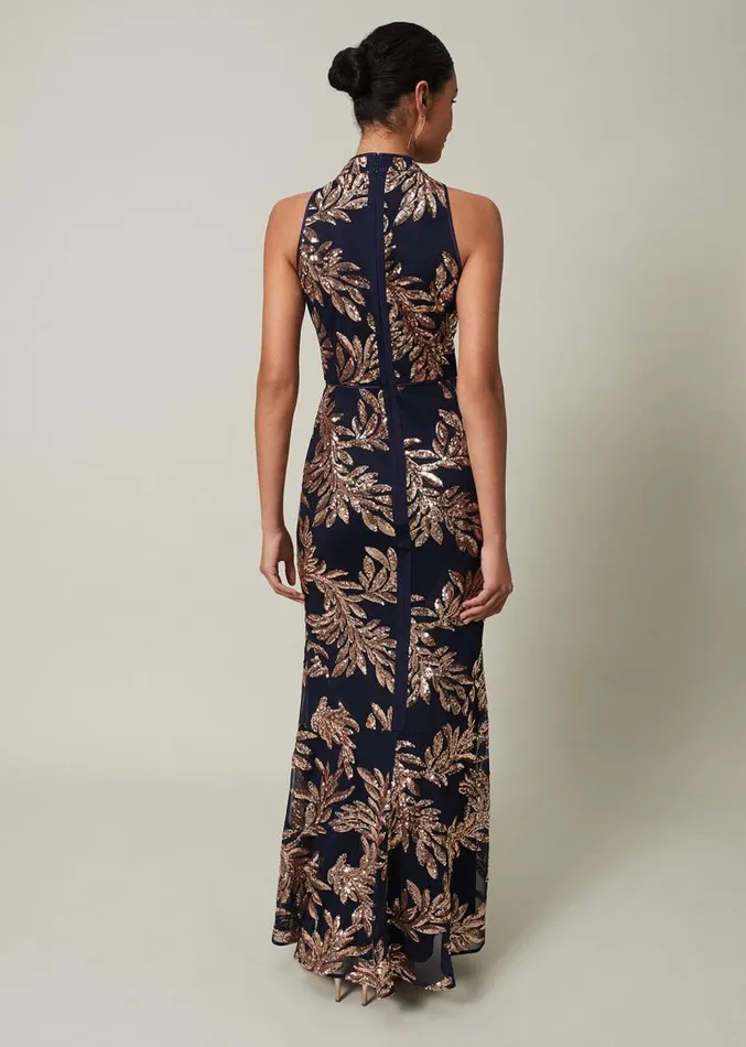 Viviana Sequin Maxi Dress Navygold Women Phase Eight Dresses
