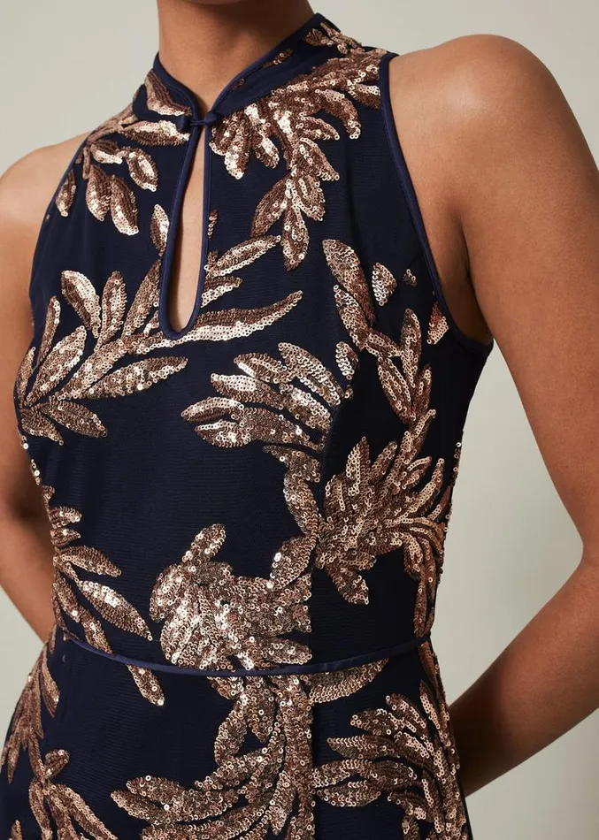 Viviana Sequin Maxi Dress Navygold Women Phase Eight Dresses