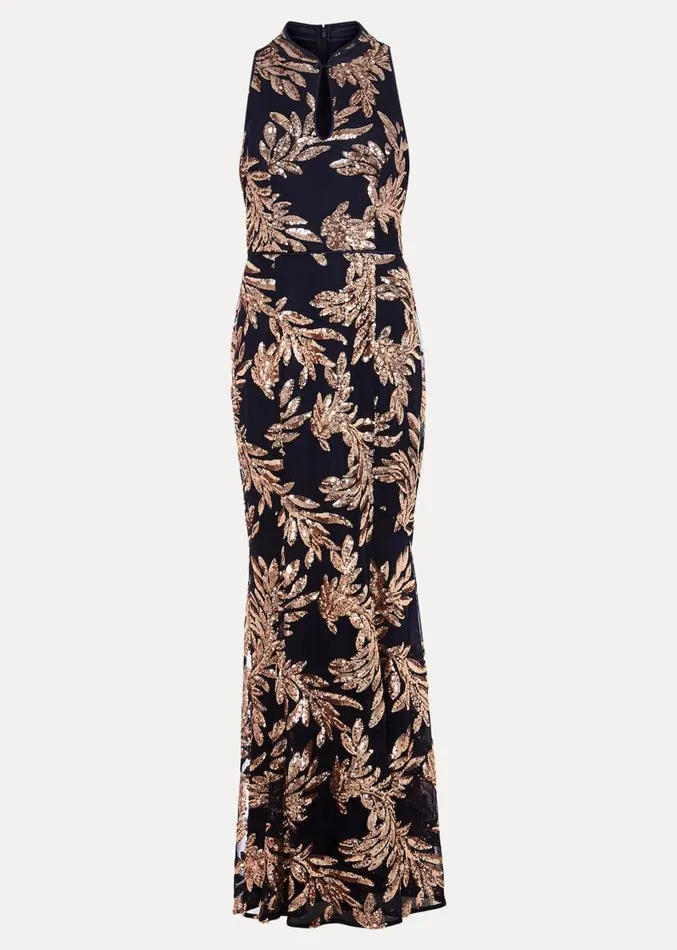 Viviana Sequin Maxi Dress Navygold Women Phase Eight Dresses
