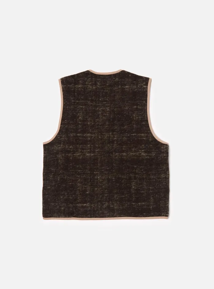 Waistcoats and Gilets Men Universal Works Universal Works Zip Gilet In Brown Marble Fleece