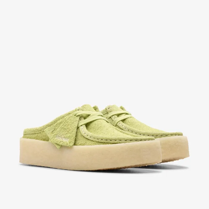 Wallabee Cup Lo Lime Hairy Suede Women Clarks Clogs and Mules