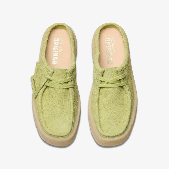 Wallabee Cup Lo Lime Hairy Suede Women Clarks Clogs and Mules
