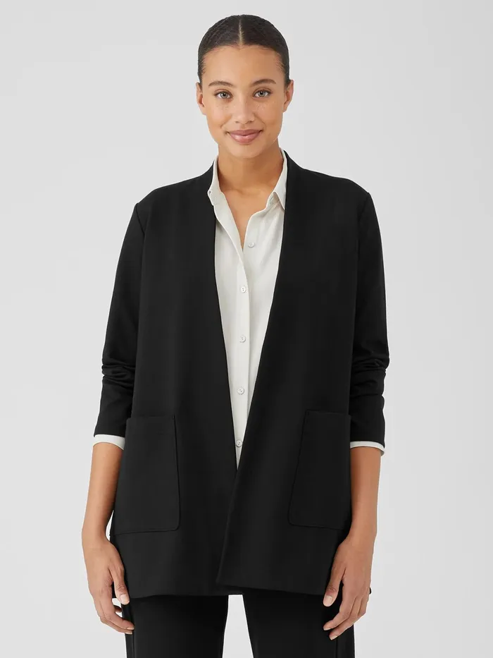 Washable Flex Ponte High Collar Jacket Black Women Eileen Fisher Jackets Coats and Vests Washable Flex Ponte High Collar Jacket Black Women Eileen Fisher Jackets Coats and Vests