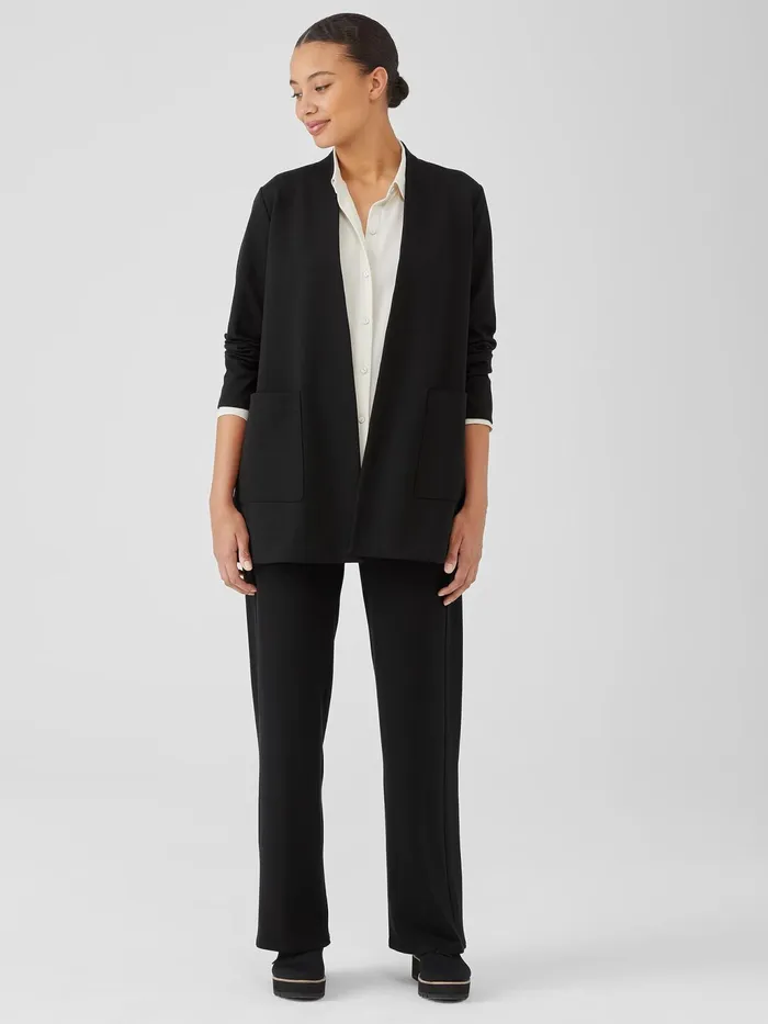 Washable Flex Ponte High Collar Jacket Black Women Eileen Fisher Jackets Coats and Vests