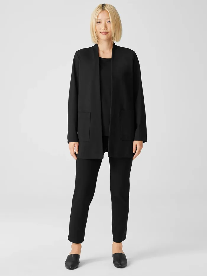 Washable Flex Ponte High Collar Jacket Black Women Eileen Fisher Jackets Coats and Vests