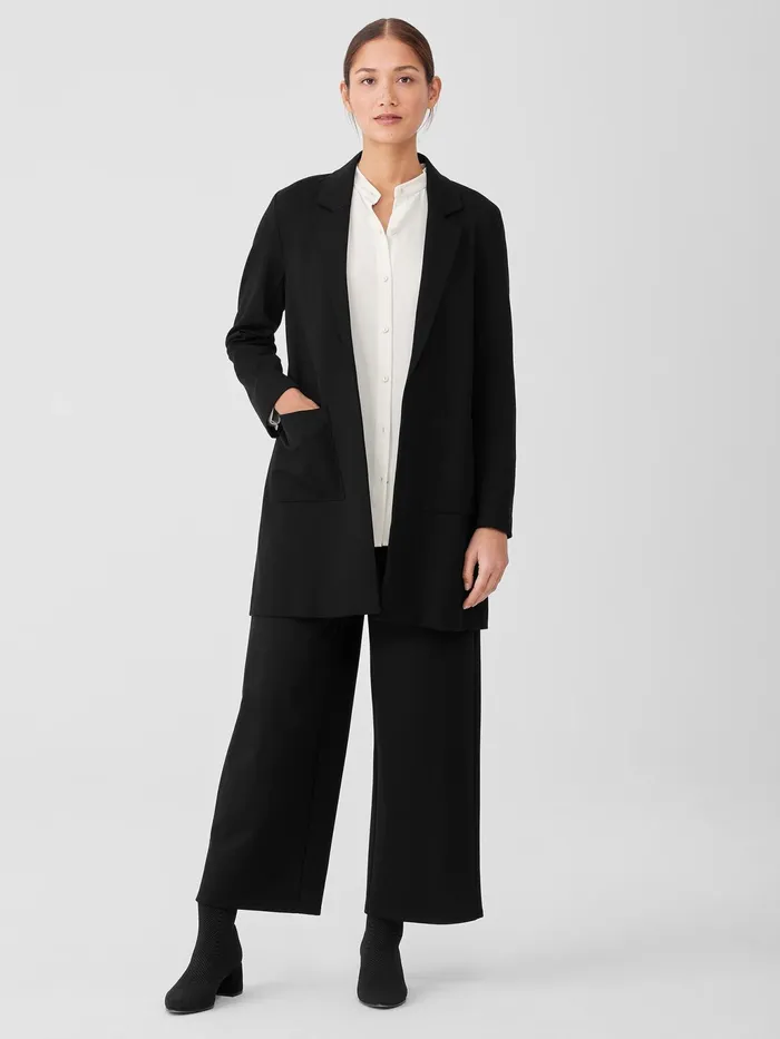Washable Flex Ponte Long Blazer Black Women Eileen Fisher Jackets Coats and Vests