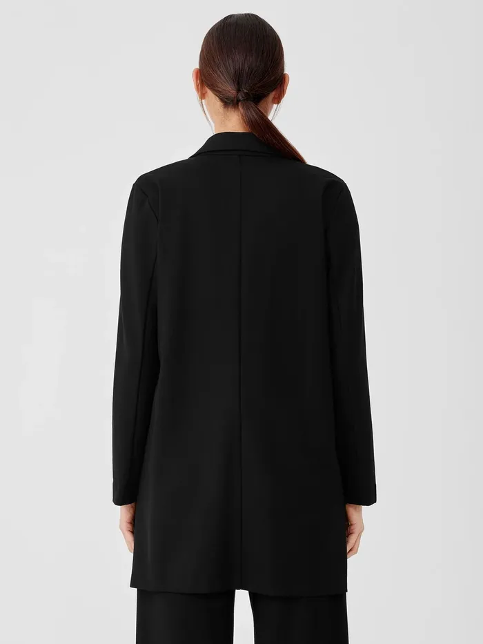 Washable Flex Ponte Long Blazer Black Women Eileen Fisher Jackets Coats and Vests