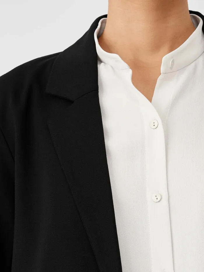 Washable Flex Ponte Long Blazer Black Women Eileen Fisher Jackets Coats and Vests