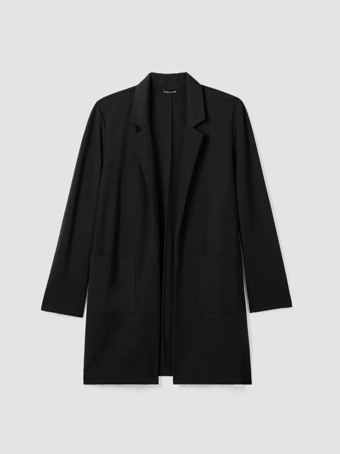 Washable Flex Ponte Long Blazer Black Women Eileen Fisher Jackets Coats and Vests