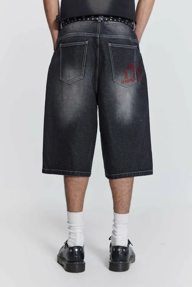 Washed Black Jumbo Jorts Black Men Jaded London Shorts and Jorts