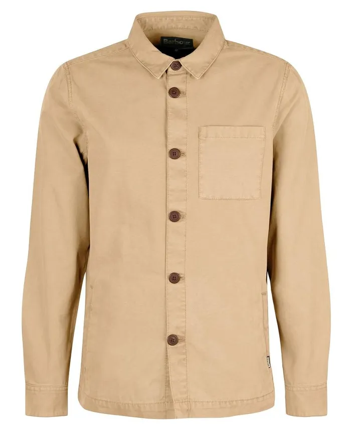 Washed Cotton Overshirt Bleached Olive Men Barbour Shirts