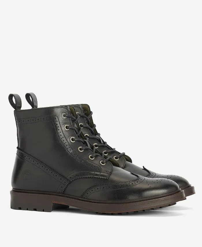 West Brogue Boots Classic Black Men Barbour Boots