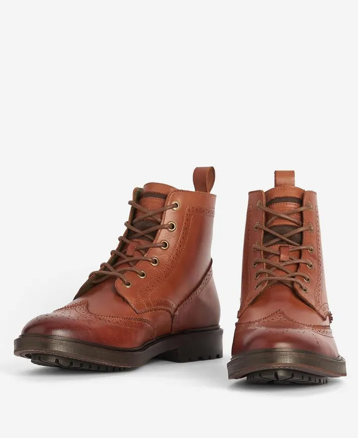 West Brogue Boots Classic Black Men Barbour Boots