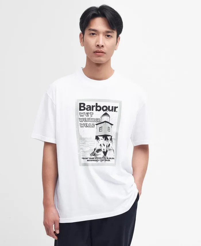 Wet Weather Wear Graphic TShirt Classic White Men Barbour TShirts