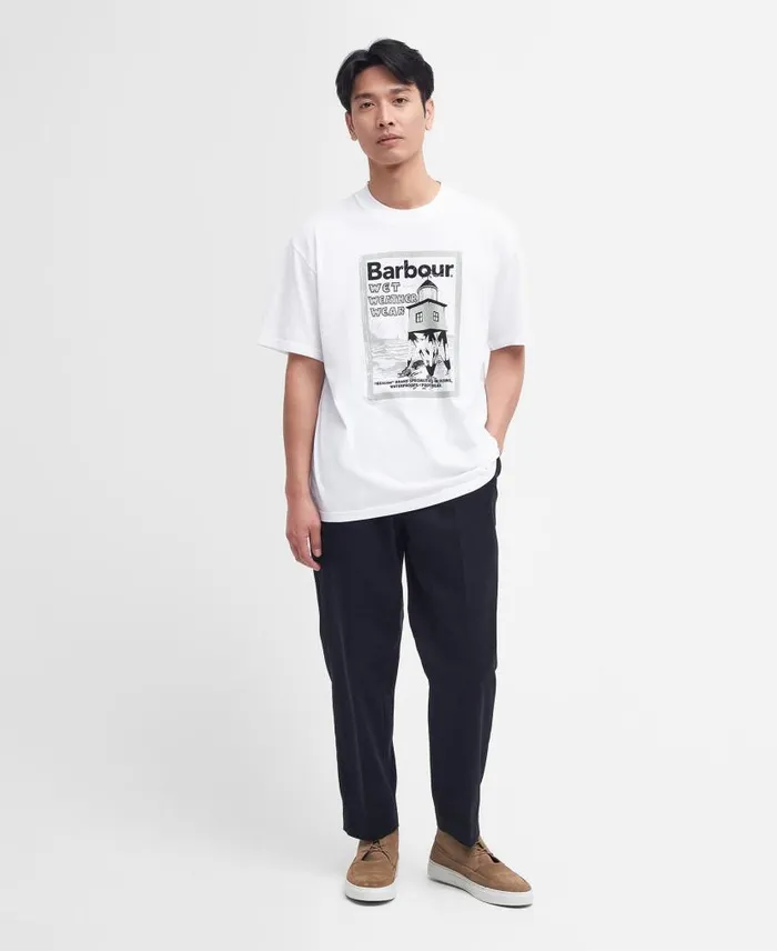Wet Weather Wear Graphic TShirt Classic White Men Barbour TShirts