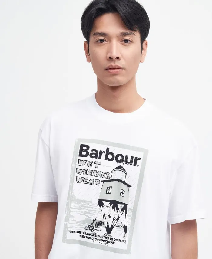 Wet Weather Wear Graphic TShirt Classic White Men Barbour TShirts