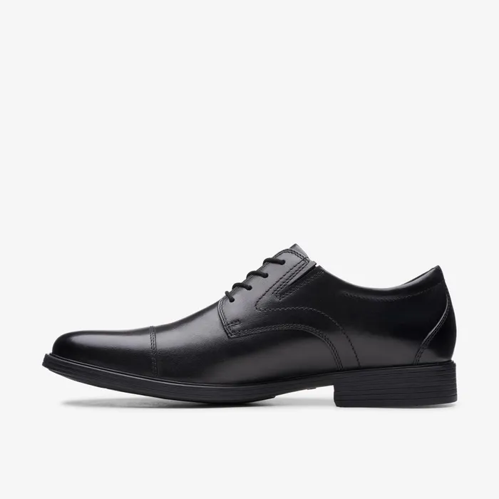 Whiddon Cap Black Leather Men Clarks Dress Shoes