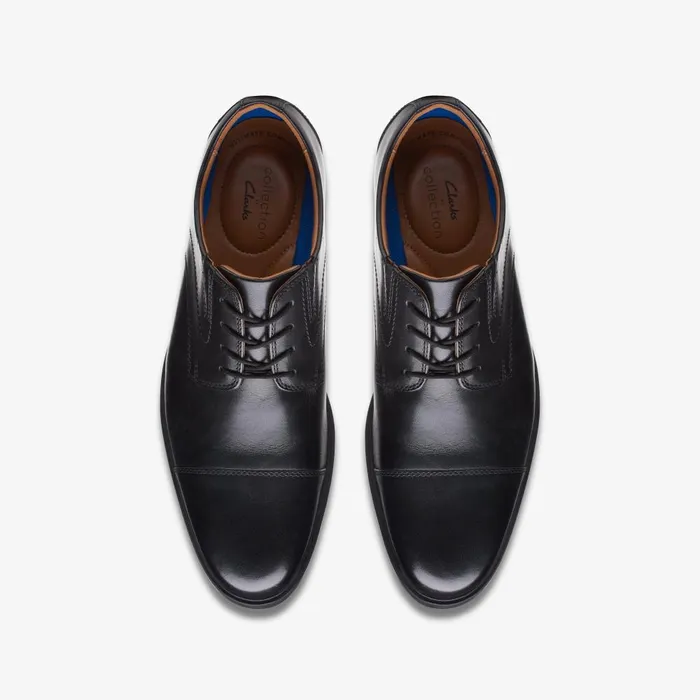 Whiddon Cap Black Leather Men Clarks Dress Shoes