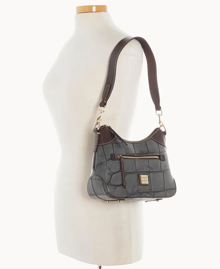 Woman Denison Small Hobo Smoke Grey Dooney and Bourke Shoulder Bags Woman Denison Small Hobo Smoke Grey Dooney and Bourke Shoulder Bags