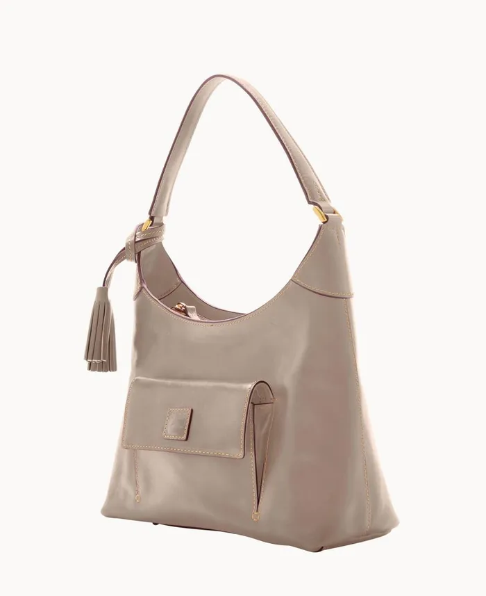Woman Florentine Small Hobo Light Taupe Dooney and Bourke Shoulder Bags Woman Florentine Small Hobo Light Taupe Dooney and Bourke Shoulder Bags