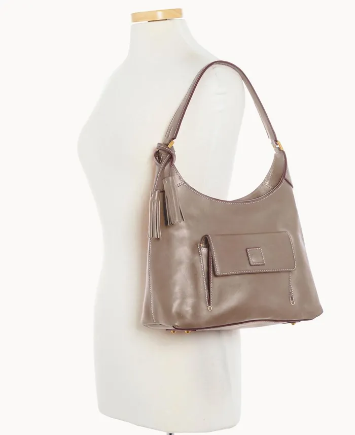 Woman Florentine Small Hobo Light Taupe Dooney and Bourke Shoulder Bags Woman Florentine Small Hobo Light Taupe Dooney and Bourke Shoulder Bags