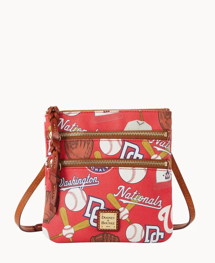 Woman MLB Nationals N S Triple Zip Crossbody Nationals Dooney and Bourke Crossbodies