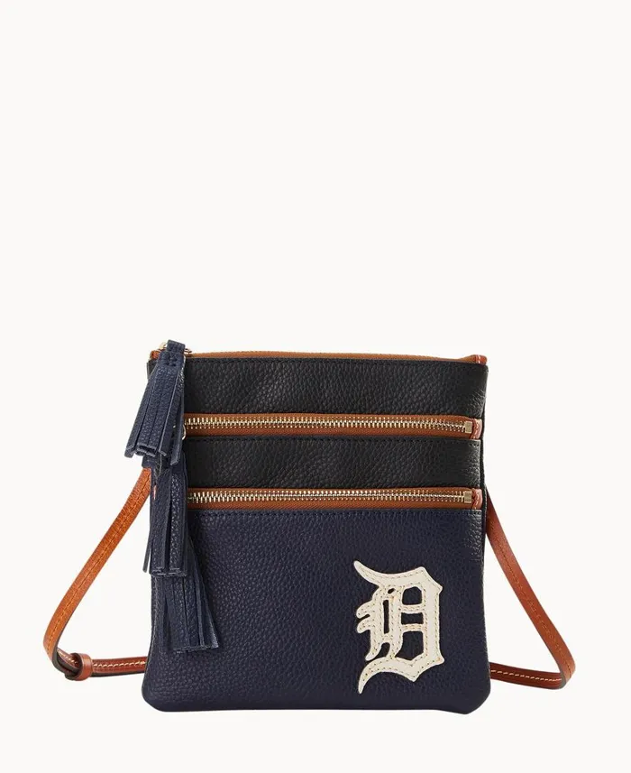 Woman MLB Tigers Triple Zip Crossbody Tigers Dooney and Bourke Crossbodies