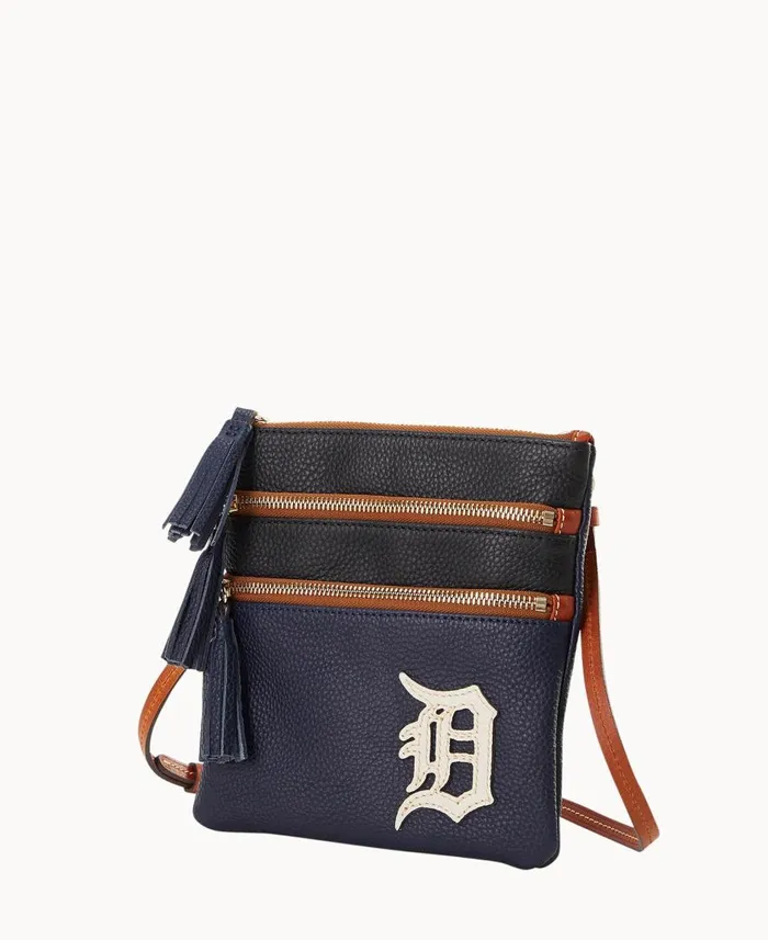 Woman MLB Tigers Triple Zip Crossbody Tigers Dooney and Bourke Crossbodies