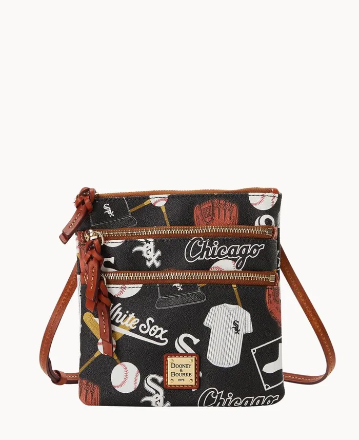 Woman MLB White Sox N S Triple Zip Crossbody White Sox Dooney and Bourke Crossbodies