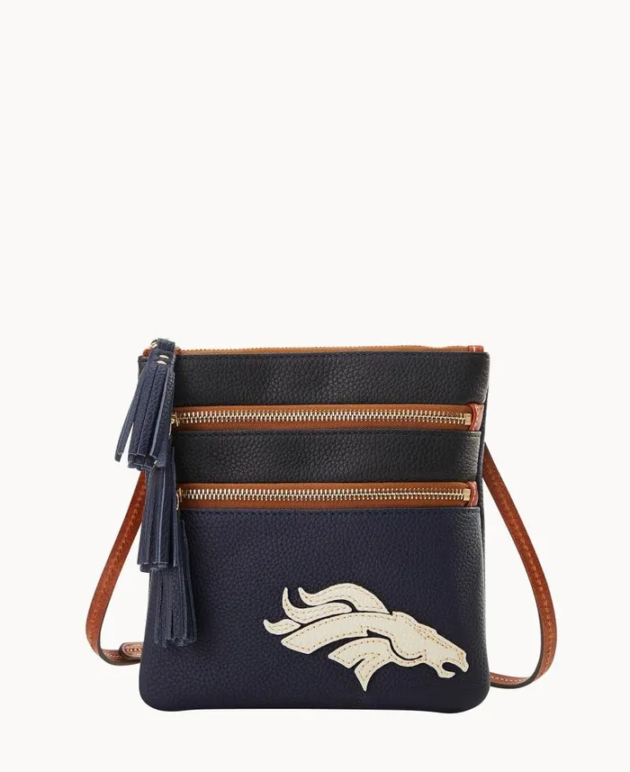 Woman NFL Broncos Triple Zip Crossbody Broncos Dooney and Bourke Crossbodies