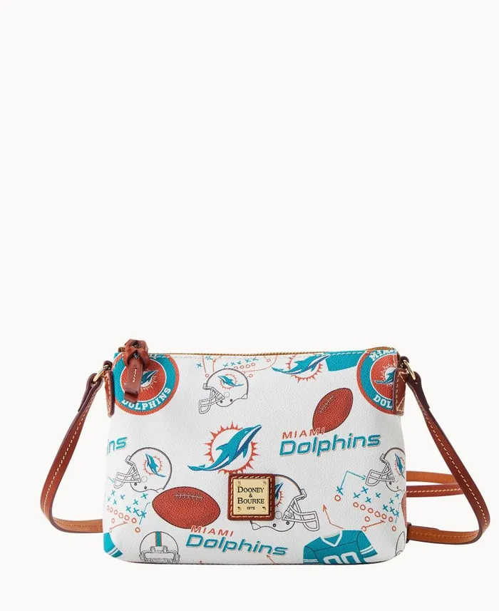 Woman NFL Dolphins Crossbody Pouchette Dolphins Dooney and Bourke Crossbodies