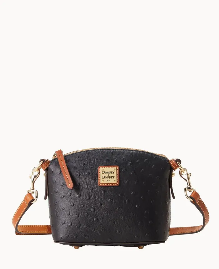 Woman Ostrich Mini Domed Crossbody Black Dooney and Bourke Crossbodies
