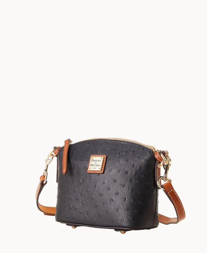 Woman Ostrich Mini Domed Crossbody Black Dooney and Bourke Crossbodies