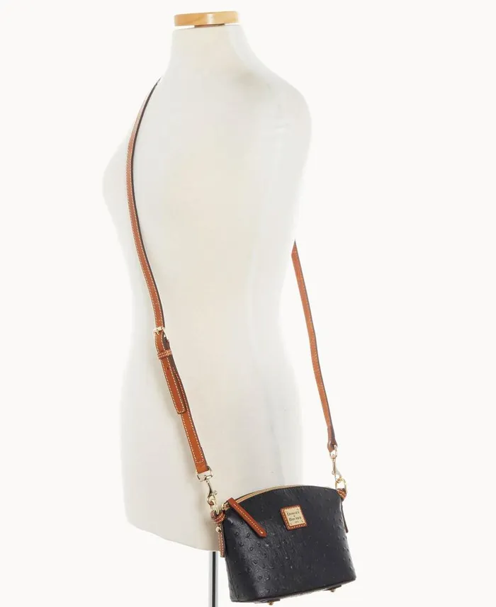 Woman Ostrich Mini Domed Crossbody Black Dooney and Bourke Crossbodies