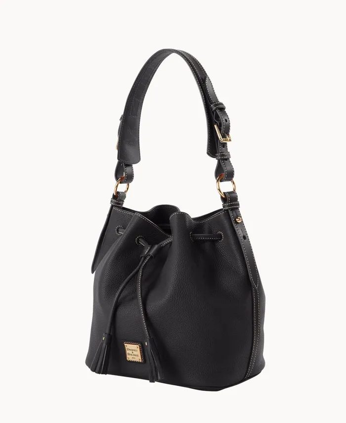 Woman Pebble Grain Drawstring Black Black Dooney and Bourke Shoulder Bags Woman Pebble Grain Drawstring Black Black Dooney and Bourke Shoulder Bags