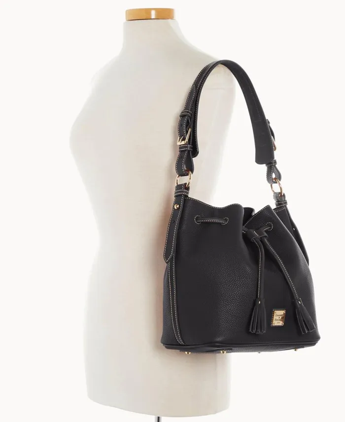 Woman Pebble Grain Drawstring Black Black Dooney and Bourke Shoulder Bags Woman Pebble Grain Drawstring Black Black Dooney and Bourke Shoulder Bags