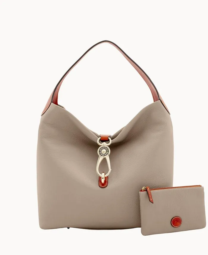 Woman Pebble Grain Logo Lock Shoulder Bag With Pouch Taupe Dooney and Bourke Shoulder Bags Woman Pebble Grain Logo Lock Shoulder Bag With Pouch Taupe Dooney and Bourke Shoulder Bags