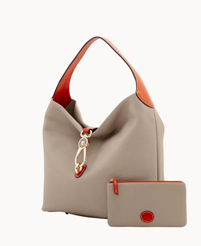 Woman Pebble Grain Logo Lock Shoulder Bag With Pouch Taupe Dooney and Bourke Shoulder Bags Woman Pebble Grain Logo Lock Shoulder Bag With Pouch Taupe Dooney and Bourke Shoulder Bags