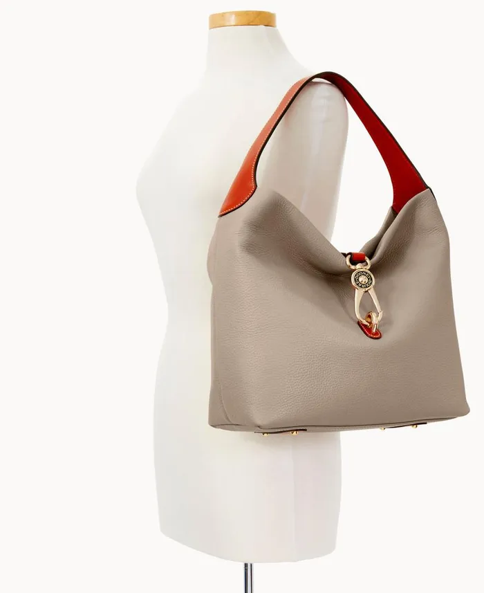 Woman Pebble Grain Logo Lock Shoulder Bag With Pouch Taupe Dooney and Bourke Shoulder Bags Woman Pebble Grain Logo Lock Shoulder Bag With Pouch Taupe Dooney and Bourke Shoulder Bags
