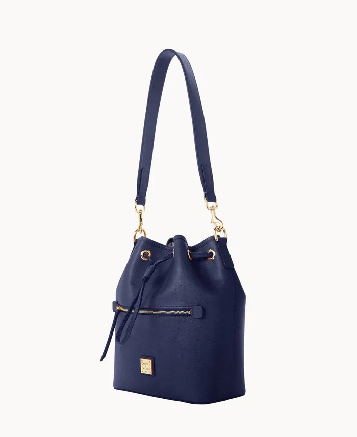 Woman Saffiano Drawstring Marine Dooney and Bourke Shoulder Bags Woman Saffiano Drawstring Marine Dooney and Bourke Shoulder Bags