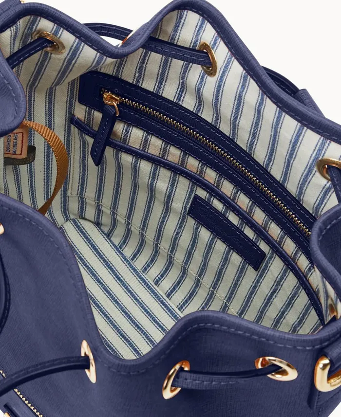 Woman Saffiano Drawstring Marine Dooney and Bourke Shoulder Bags Woman Saffiano Drawstring Marine Dooney and Bourke Shoulder Bags
