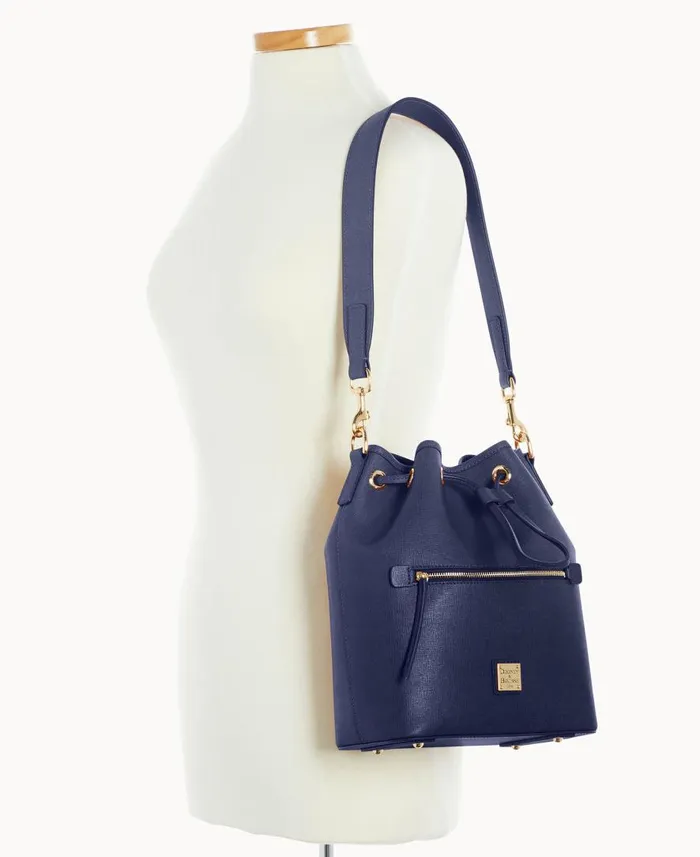 Woman Saffiano Drawstring Marine Dooney and Bourke Shoulder Bags Woman Saffiano Drawstring Marine Dooney and Bourke Shoulder Bags