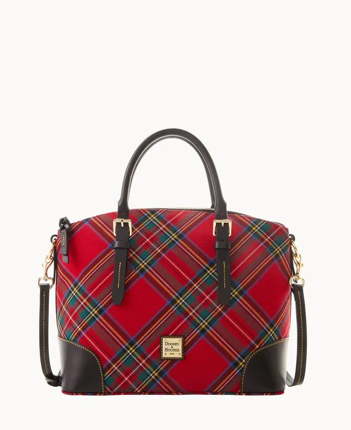 Woman Tartan Domed Satchel Red Dooney and Bourke Satchels