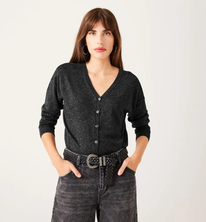 Women 2Way Glitzy Cardigan 8211 Dark Grey Promod Jumpers And Cardigans