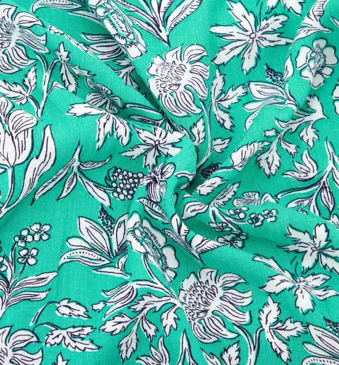Women 2m Crinkle Viscose Fabric Cut 8211 Green Print Promod Fabric Cuts And Patterns