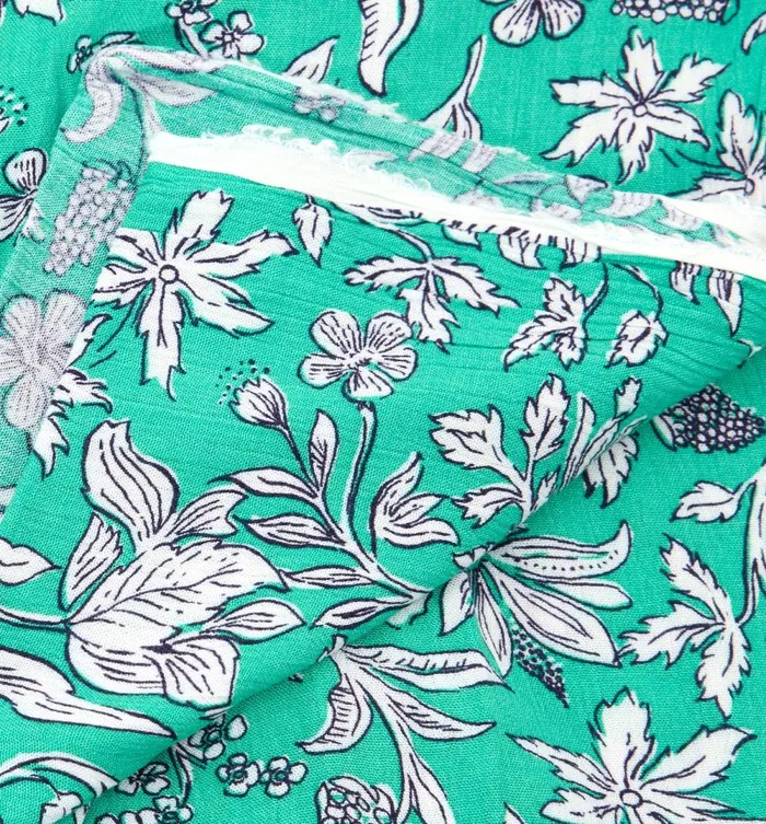 Women 2m Crinkle Viscose Fabric Cut 8211 Green Print Promod Fabric Cuts And Patterns Women 2m Crinkle Viscose Fabric Cut 8211 Green Print Promod Fabric Cuts And Patterns
