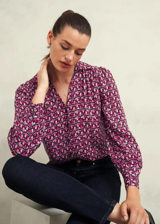 Women Abigail Blouse Pink Multi Hobbs Tops