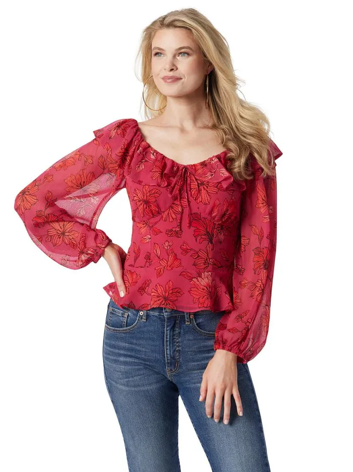 Women Aki Blouse In Outlines Blossoms Jessica Simpson Tops and Tees