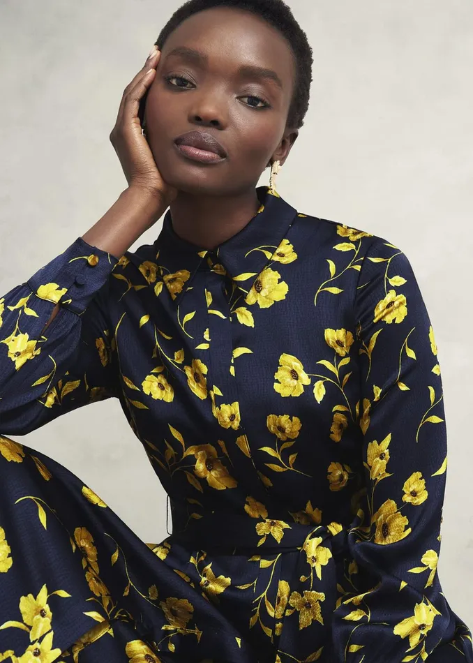 Women Amelia Shirt Dress Navy Yellow Hobbs Dresses and Jumpsuits